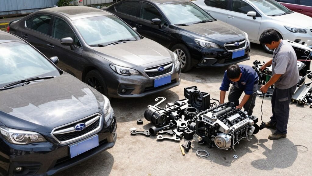 Subaru wreckers yard with car parts in Sydney