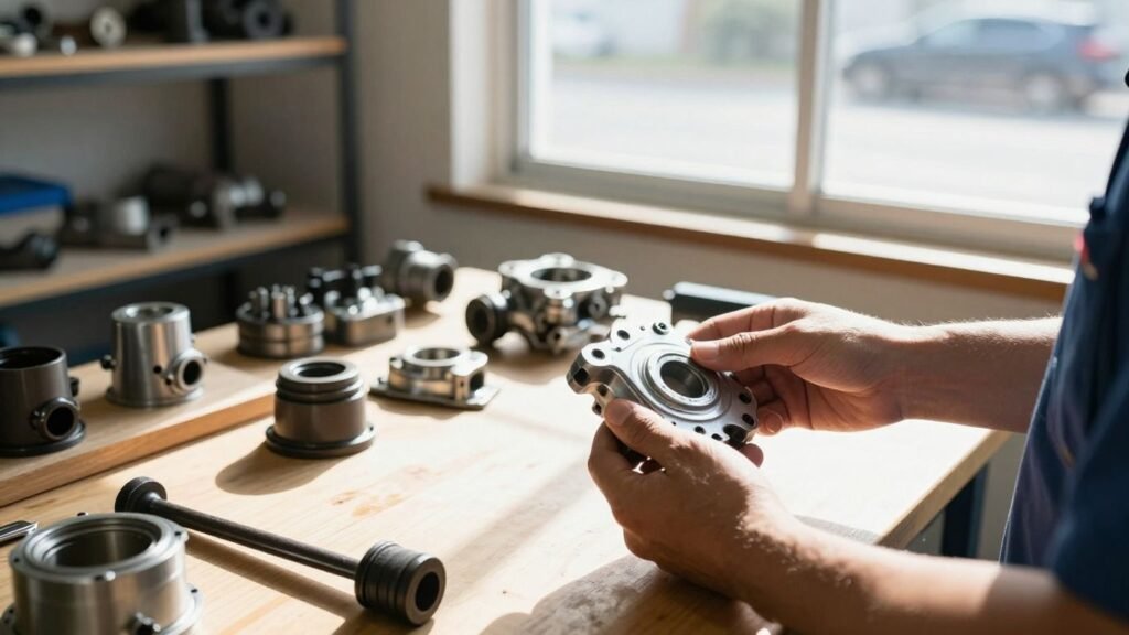 Subaru car parts in a workshop