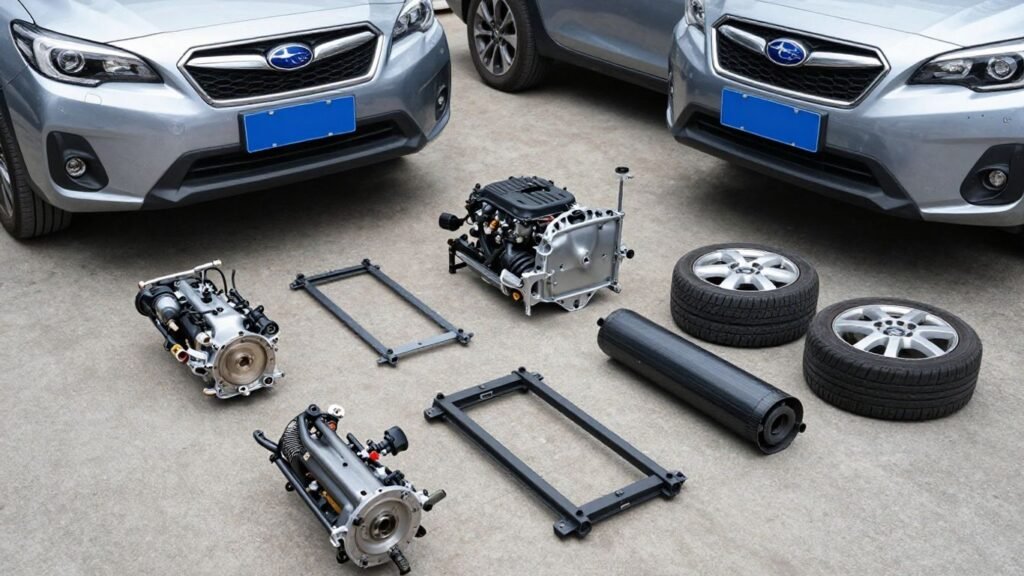 Subaru XV car parts in a wrecking yard