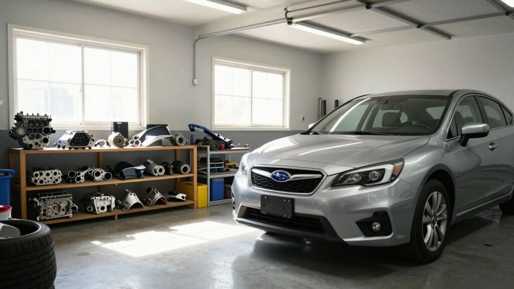 Subaru Tribeca parts in a Brisbane garage.